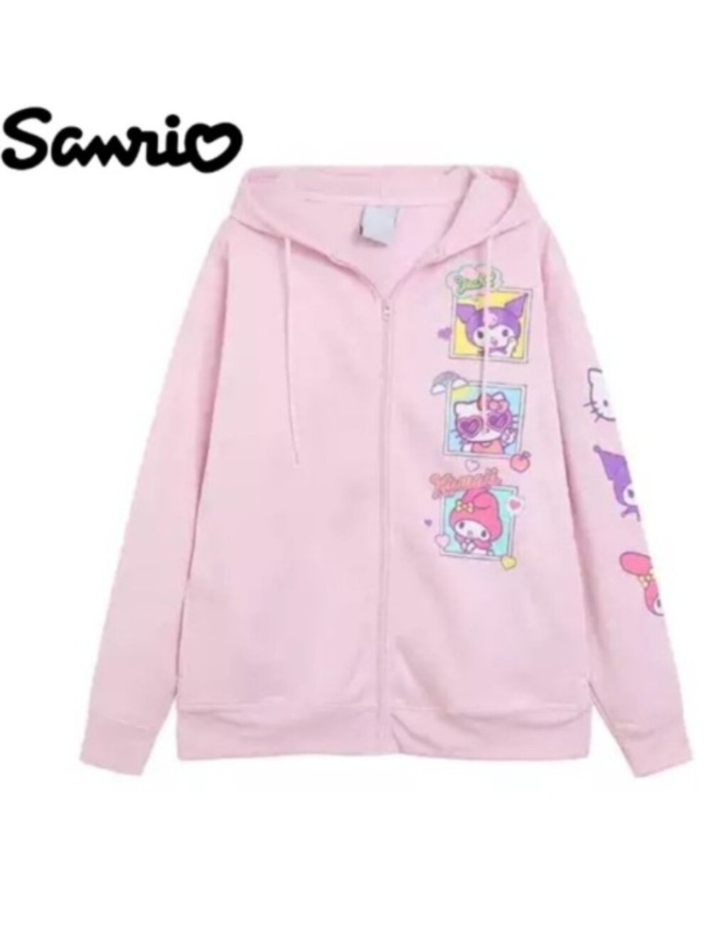 𝓢𝓪𝓷𝓻𝓲𝓸 Hello Kitty & Friends Kawaii Junior Fleece Full-Zip Hoodie🩷 Size M